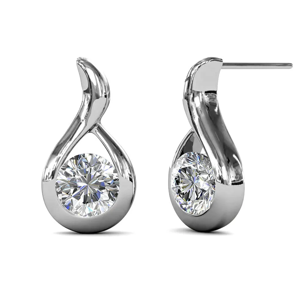 Parker 18k White Gold Plated Crystal Teardrop Stud Earrings