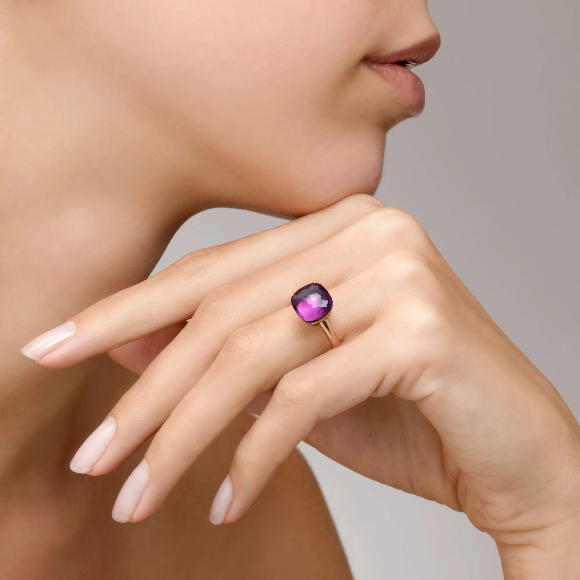 Pomellato - Nudo Classic - Stackable Ring with Amethyst, 18k Rose and White Gold