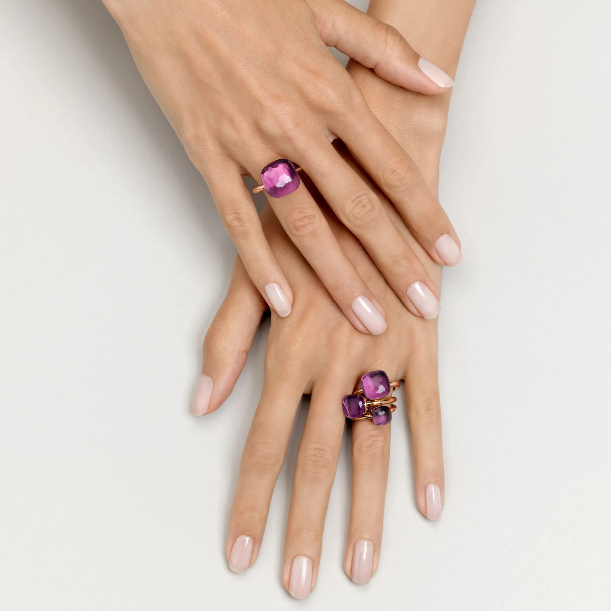 Pomellato - Nudo Classic - Stackable Ring with Amethyst, 18k Rose and White Gold