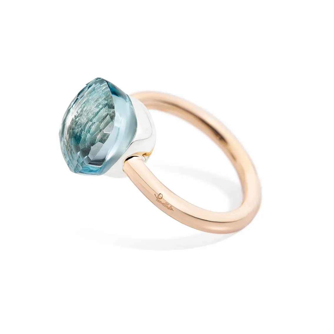 Pomellato - Nudo Classic - Stackable Ring with Blue Topaz, 18k Rose and White Gold