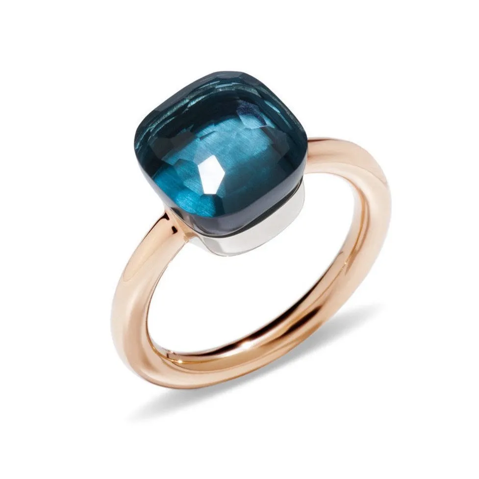 Pomellato - Nudo Classic - Stackable Ring with London Blue Topaz, 18k Rose and White Gold