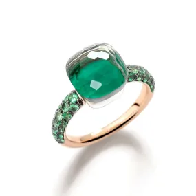 Pomellato - Nudo Classic - Stackable Ring with Prasiolite, Malachite and Tsavorite, 18k Rose and White Gold