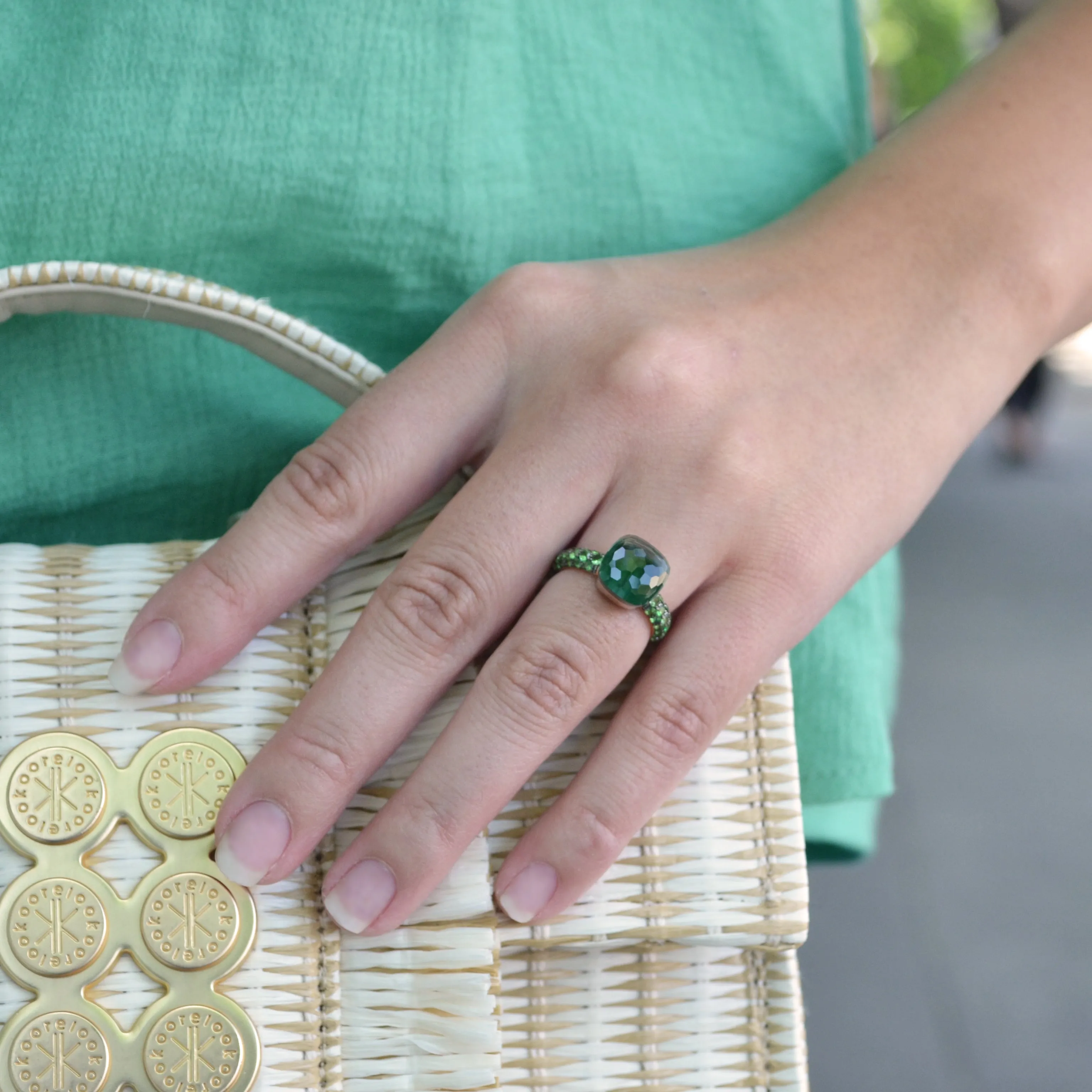 Pomellato - Nudo Classic - Stackable Ring with Prasiolite, Malachite and Tsavorite, 18k Rose and White Gold