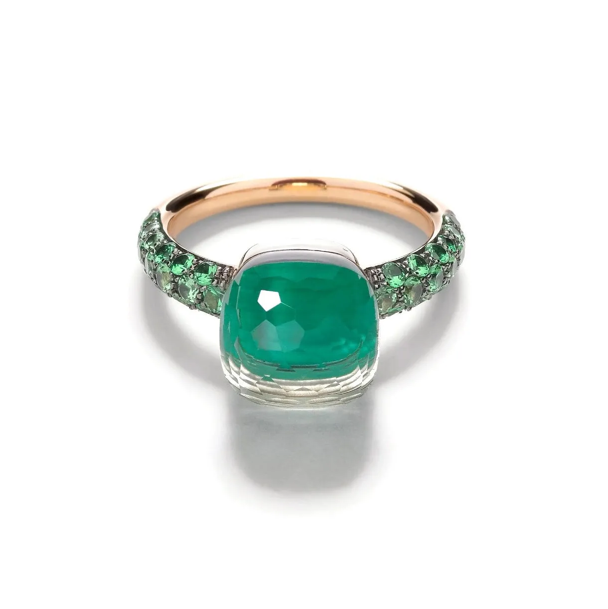 Pomellato - Nudo Classic - Stackable Ring with Prasiolite, Malachite and Tsavorite, 18k Rose and White Gold