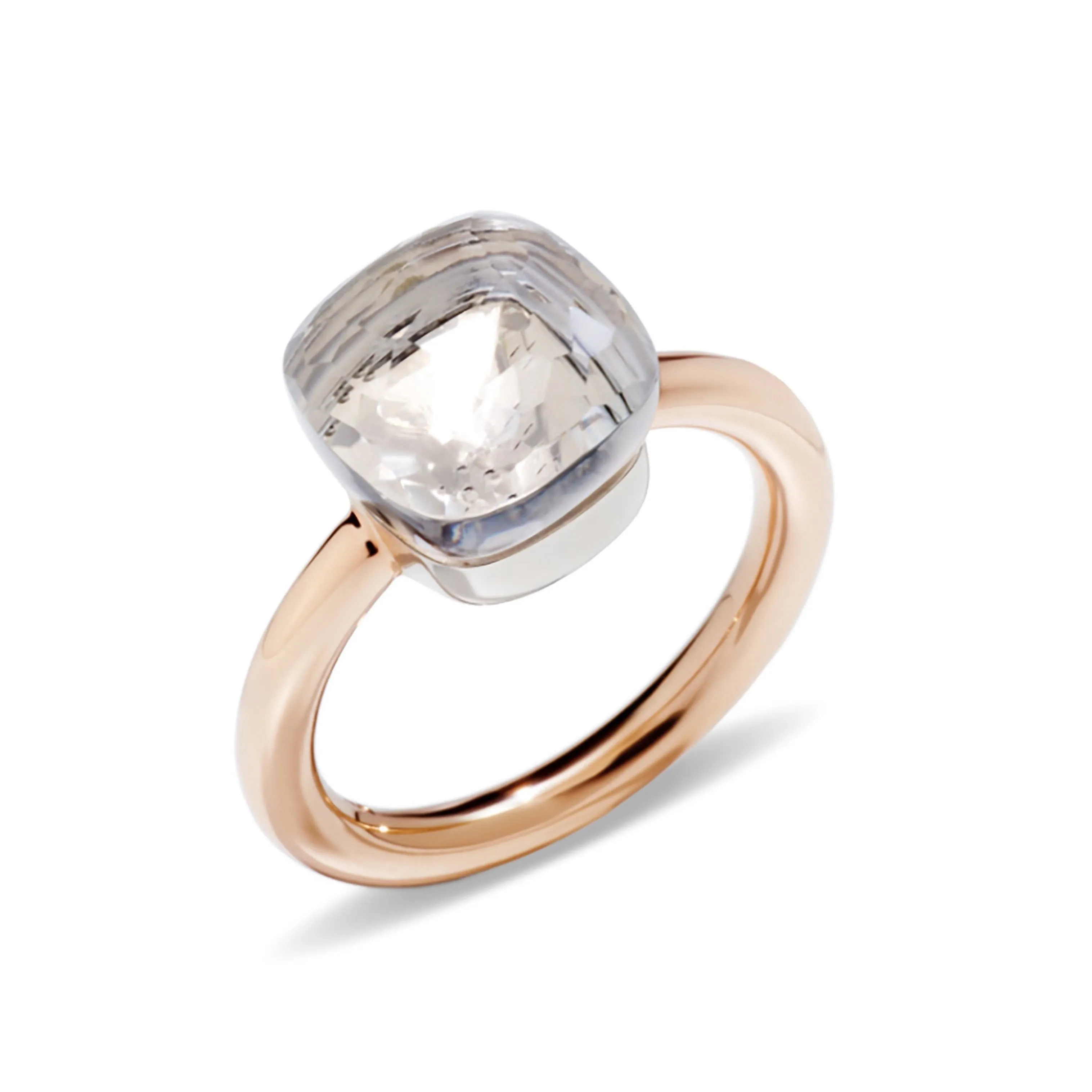 Pomellato - Nudo Classic- Stackable Ring with Colorless Topaz, 18k Rose and White Gold