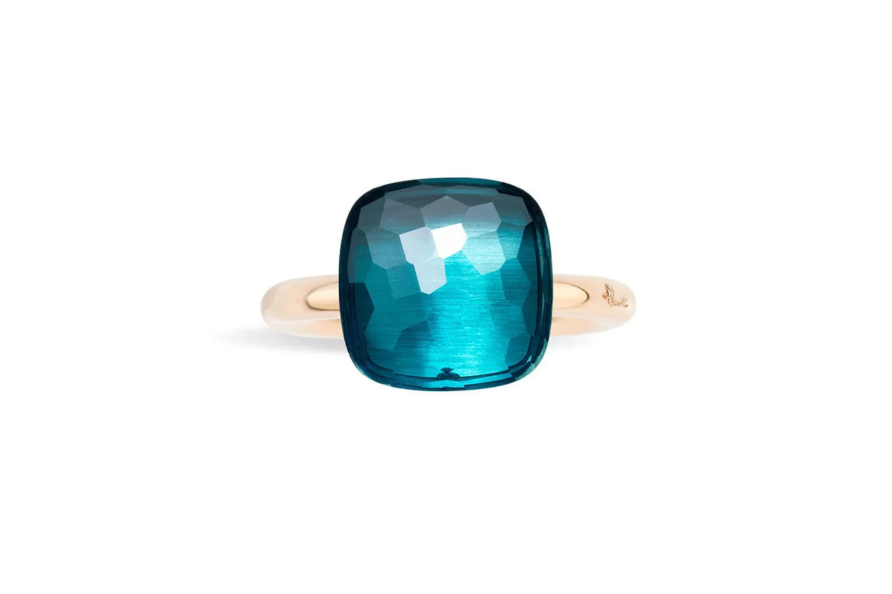 Pomellato - Nudo Maxi - Stackable Ring with London Blue Topaz, 18k Rose and White Gold