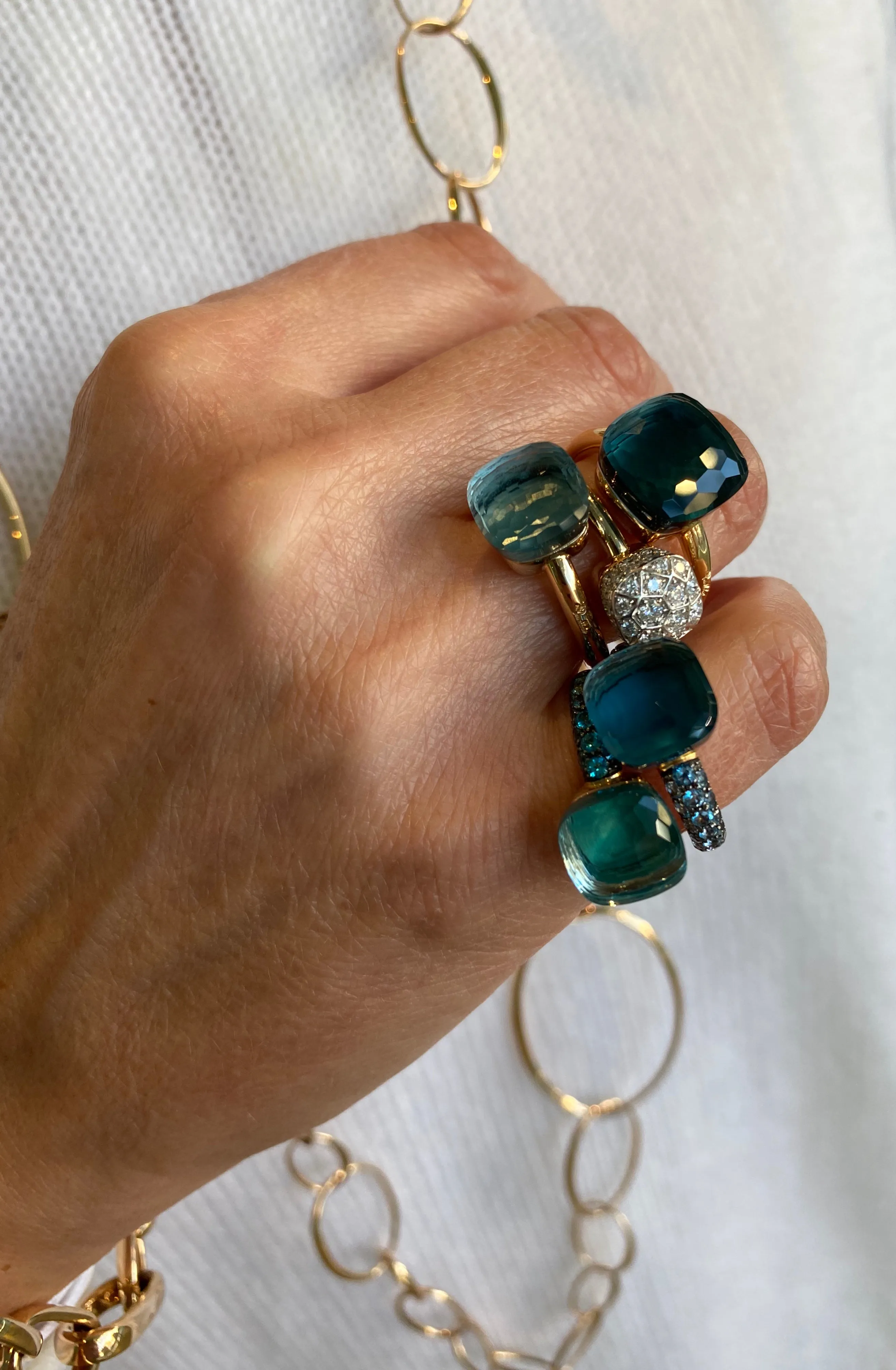 Pomellato - Nudo Maxi - Stackable Ring with London Blue Topaz, 18k Rose and White Gold