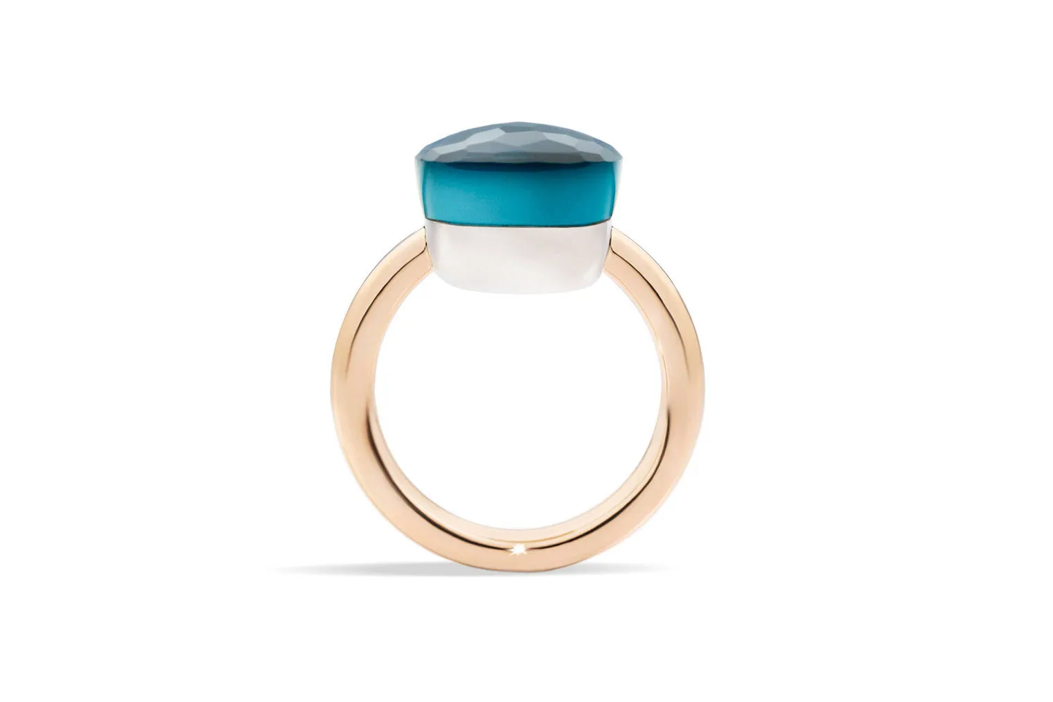 Pomellato - Nudo Maxi - Stackable Ring with London Blue Topaz, 18k Rose and White Gold