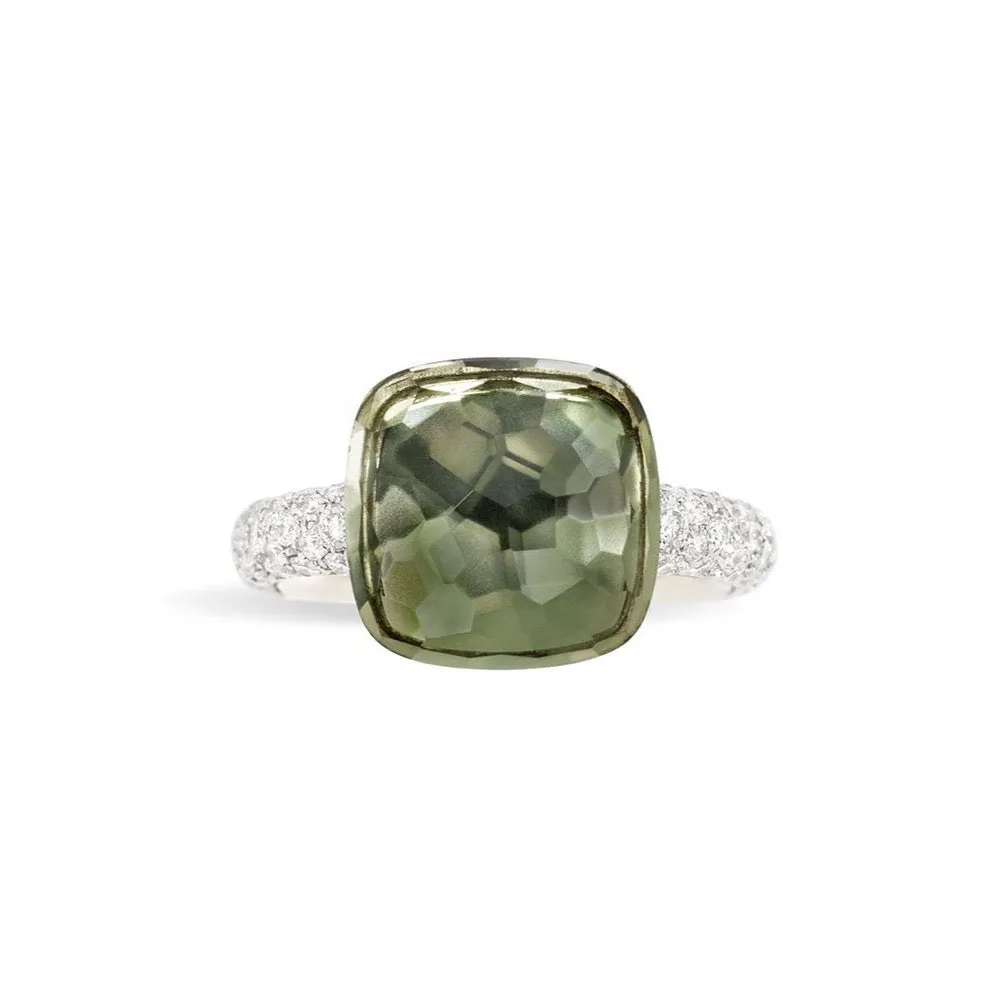 Pomellato - Nudo Maxi - Stackable Ring with Prasiolite and Diamonds, 18k White and Rose Gold