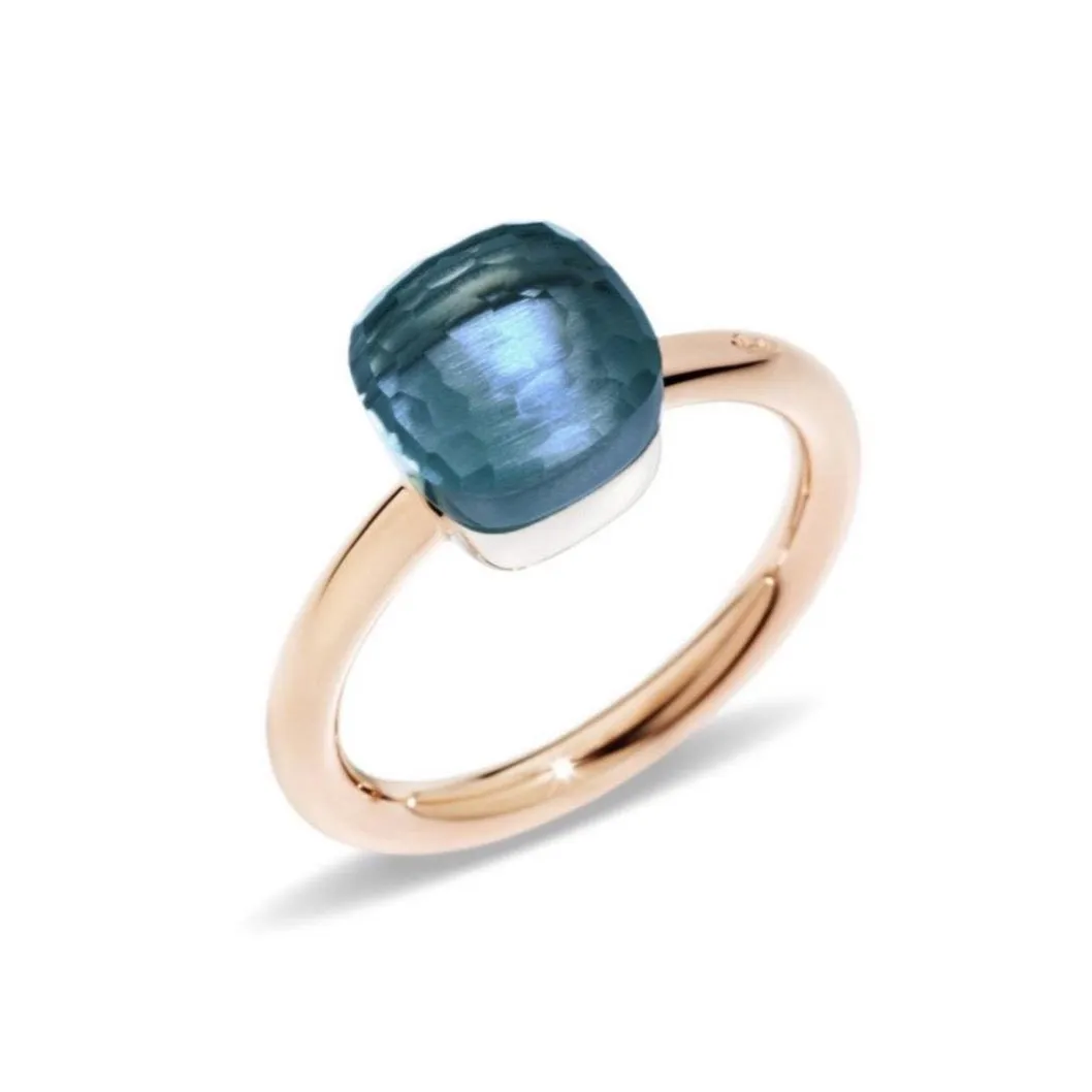 Pomellato - Nudo Petit - Ring with London Blue Topaz, 18k Rose and White Gold