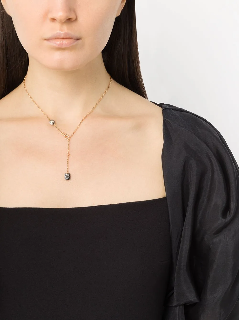 Pomellato - Sabbia - Lariat Necklace with White, Brown, and Black Diamonds, 18k Rose Gold