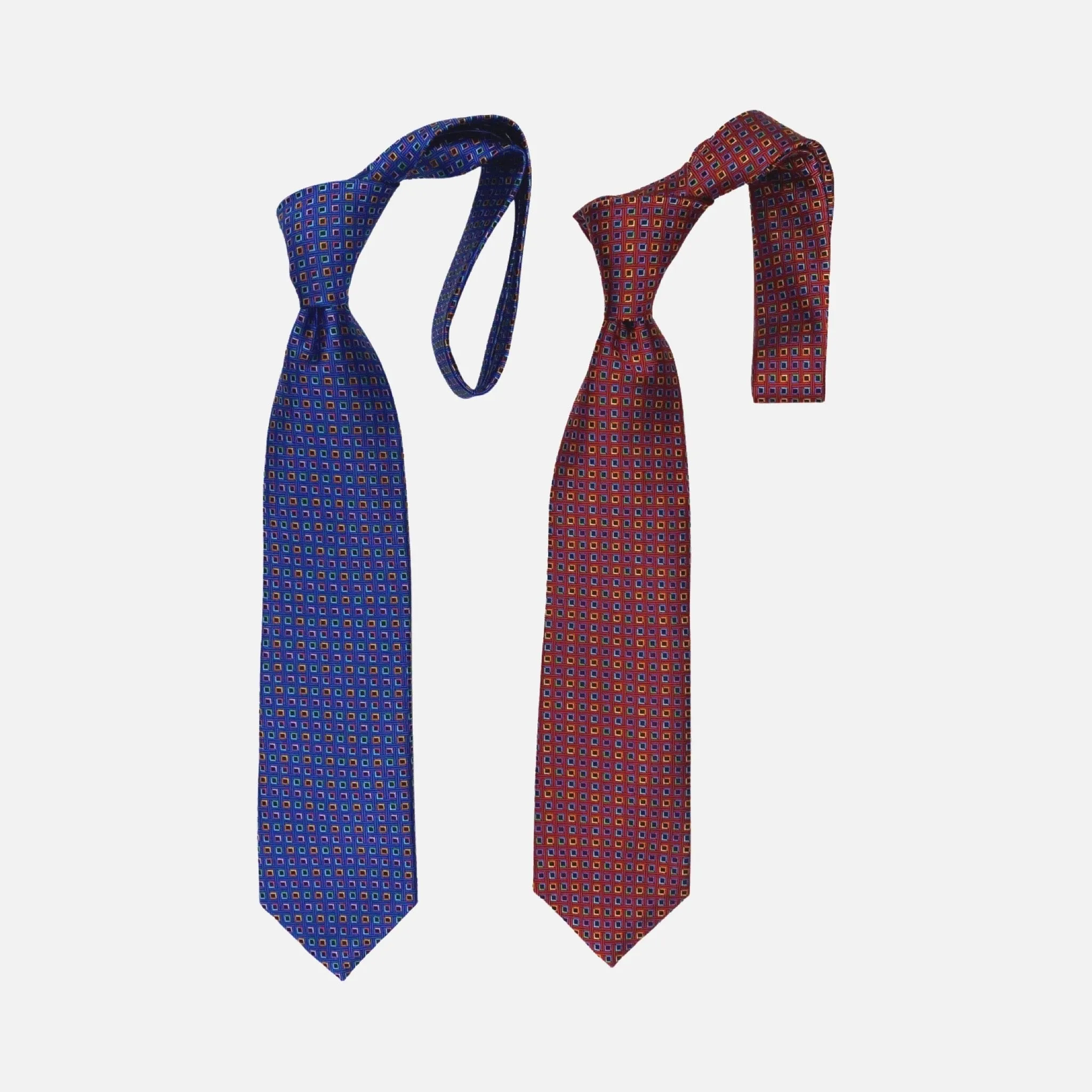 Premium Silk Textured Tie Mini Square Multi Color | Made in USA