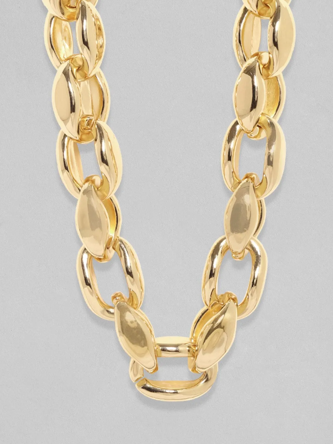 Rubans Voguish 18K Gold Plated Link Chain Choker Necklace