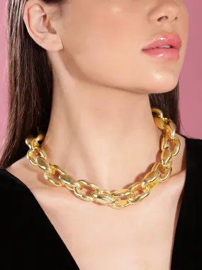 Rubans Voguish 18K Gold Plated Link Chain Choker Necklace