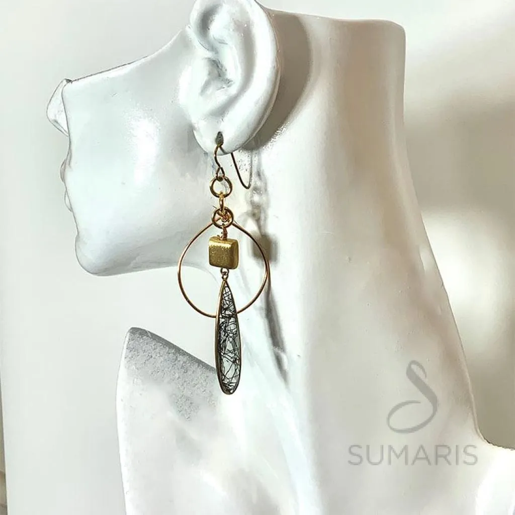 RUTILATION OOAK STATEMENT EARRINGS