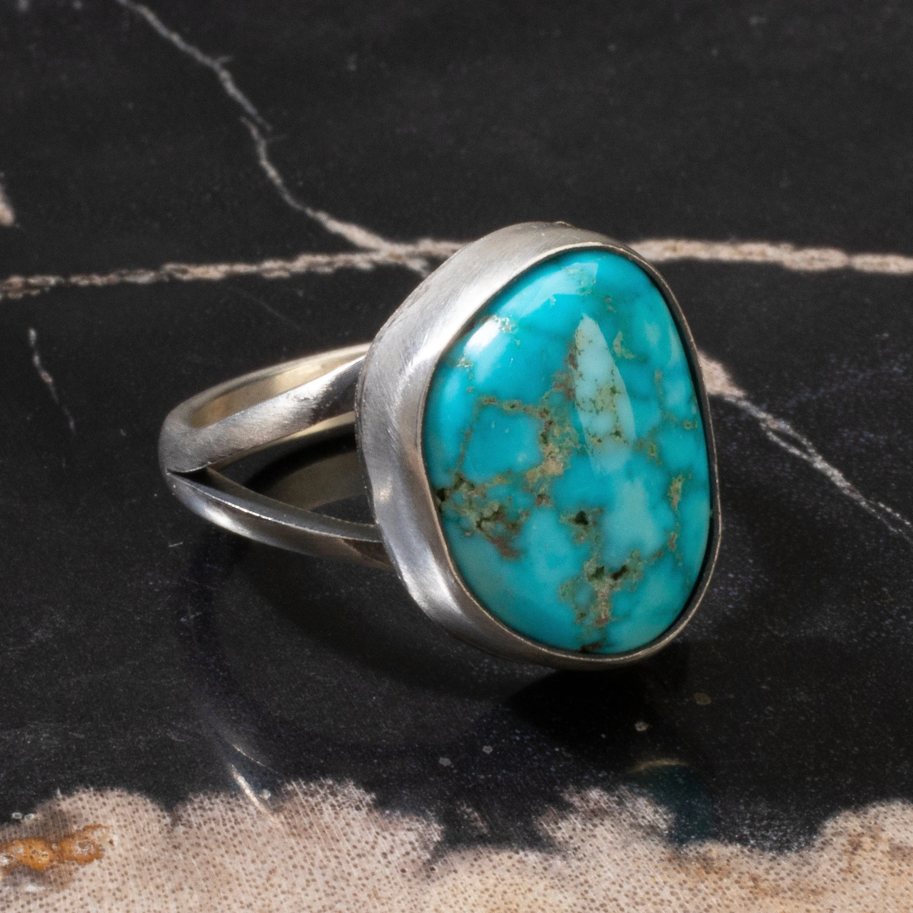 Scott Skeets Blue Ridge Turquoise USA Native American Made 925 Sterling Silver Ring