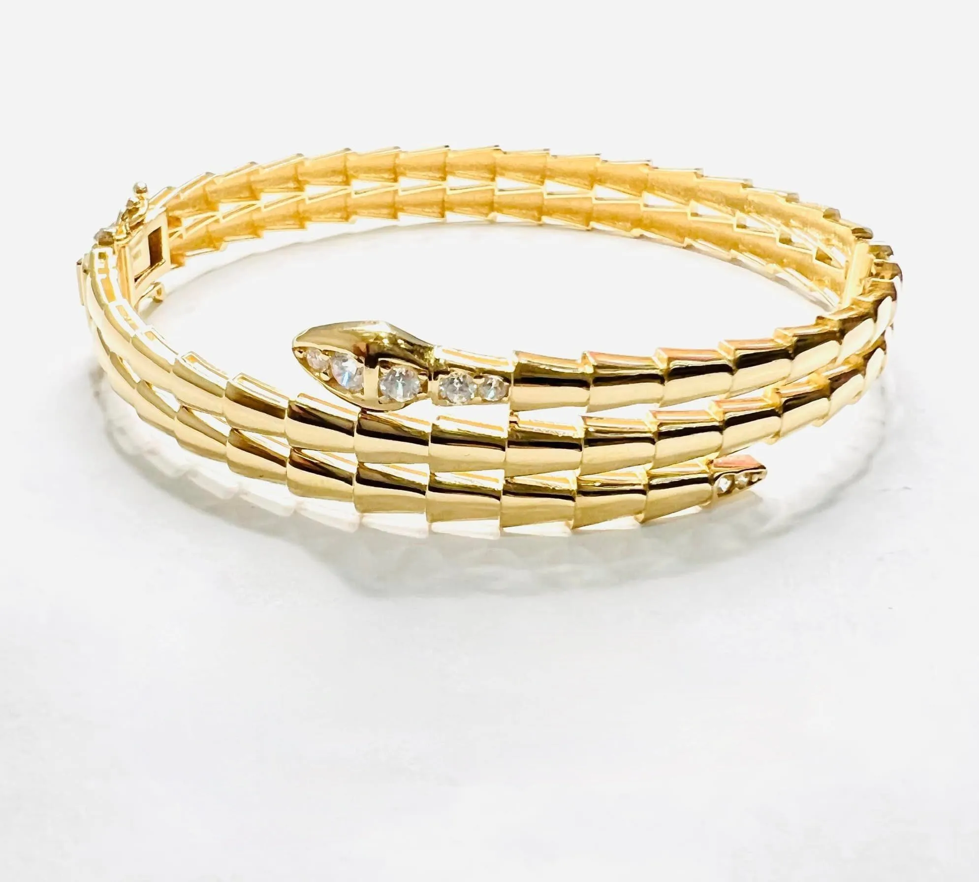 Serpent Viper Layered Bangle 18K Gold