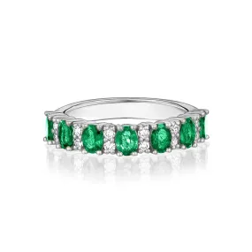 Seven Emerald and Diamond Ring