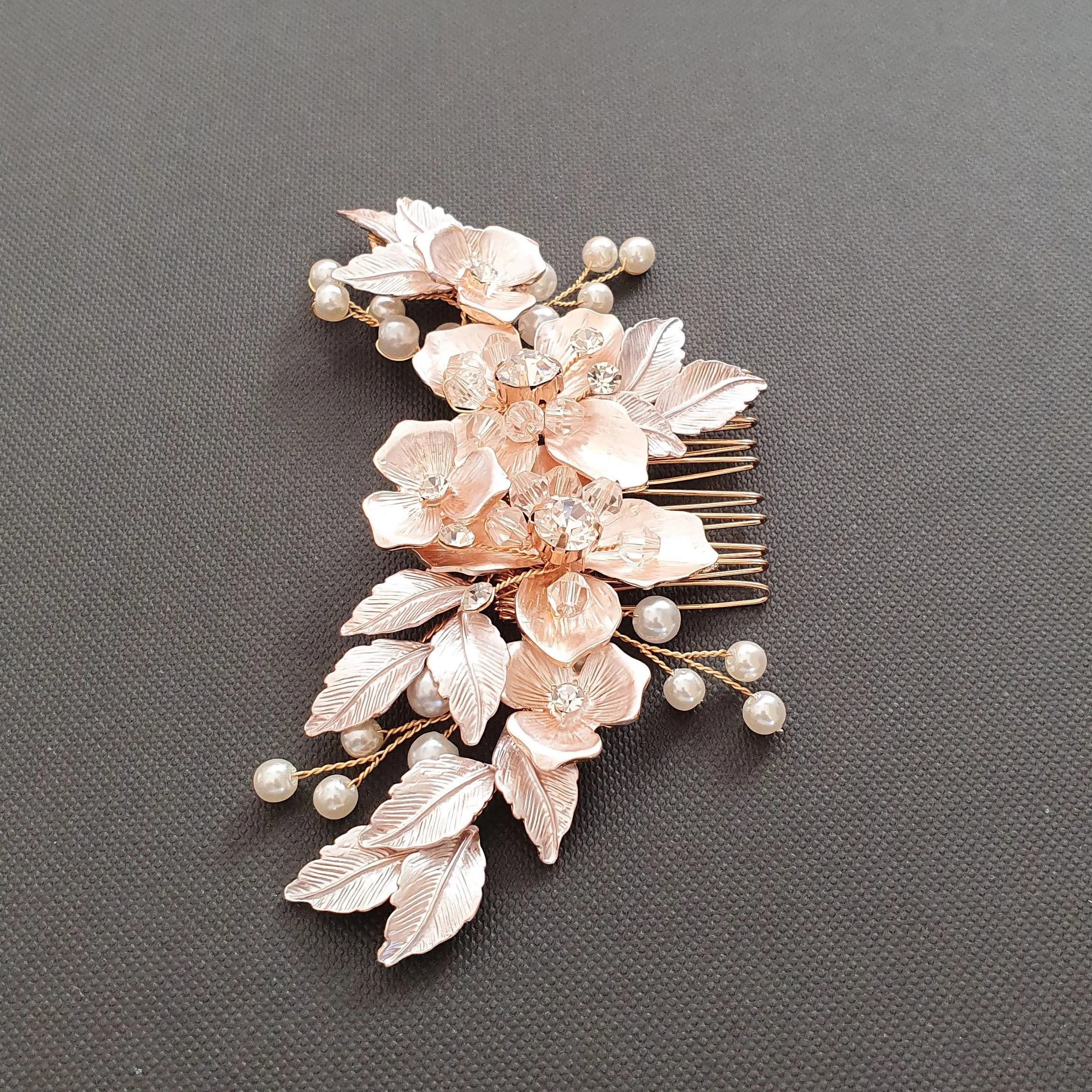 Silver Bridal Hair Comb- Azalea