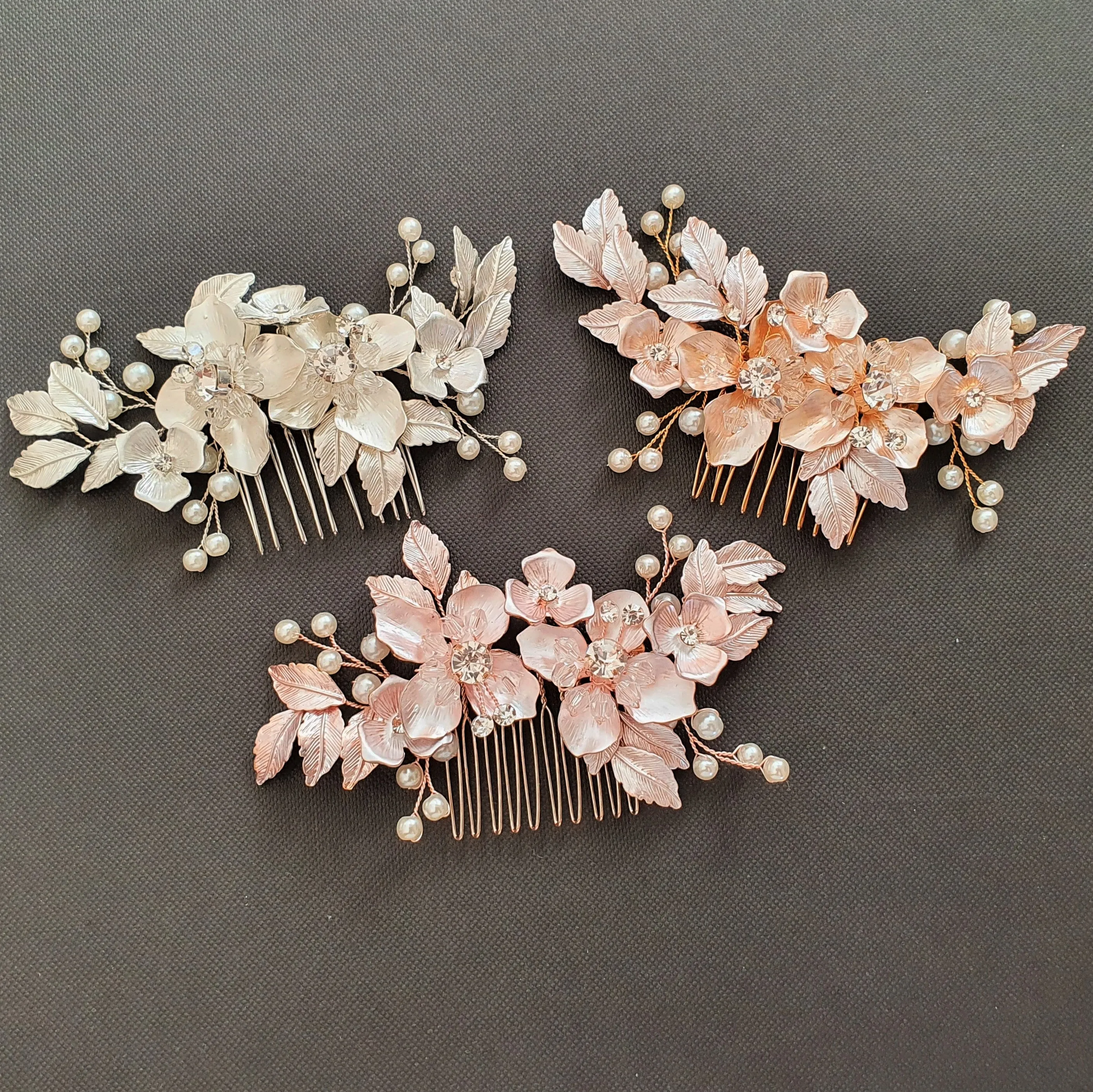 Silver Bridal Hair Comb- Azalea