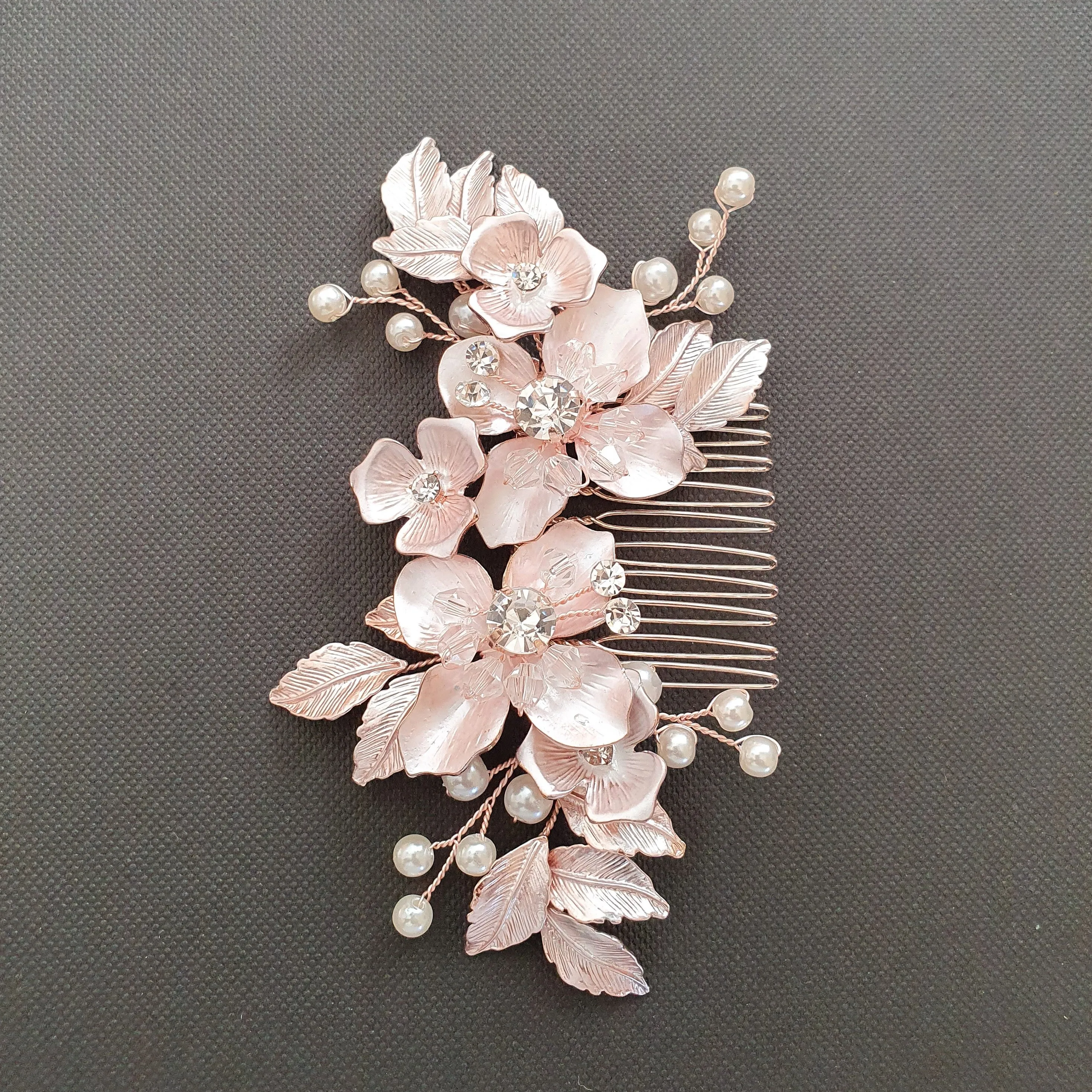 Silver Bridal Hair Comb- Azalea