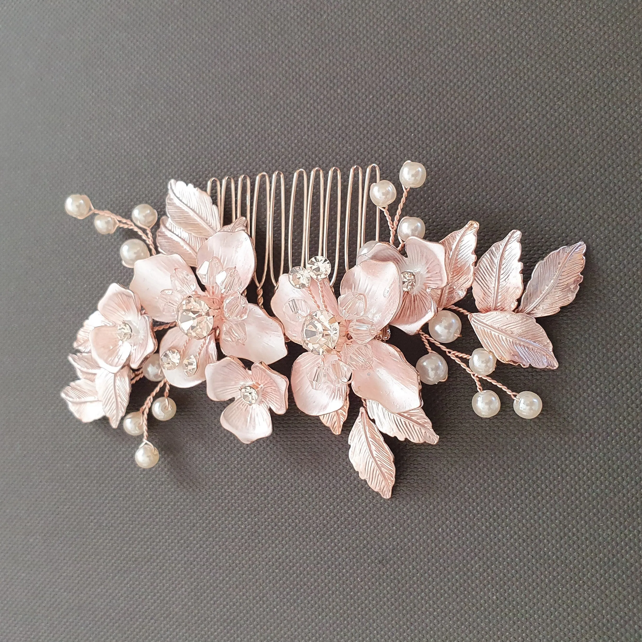 Silver Bridal Hair Comb- Azalea