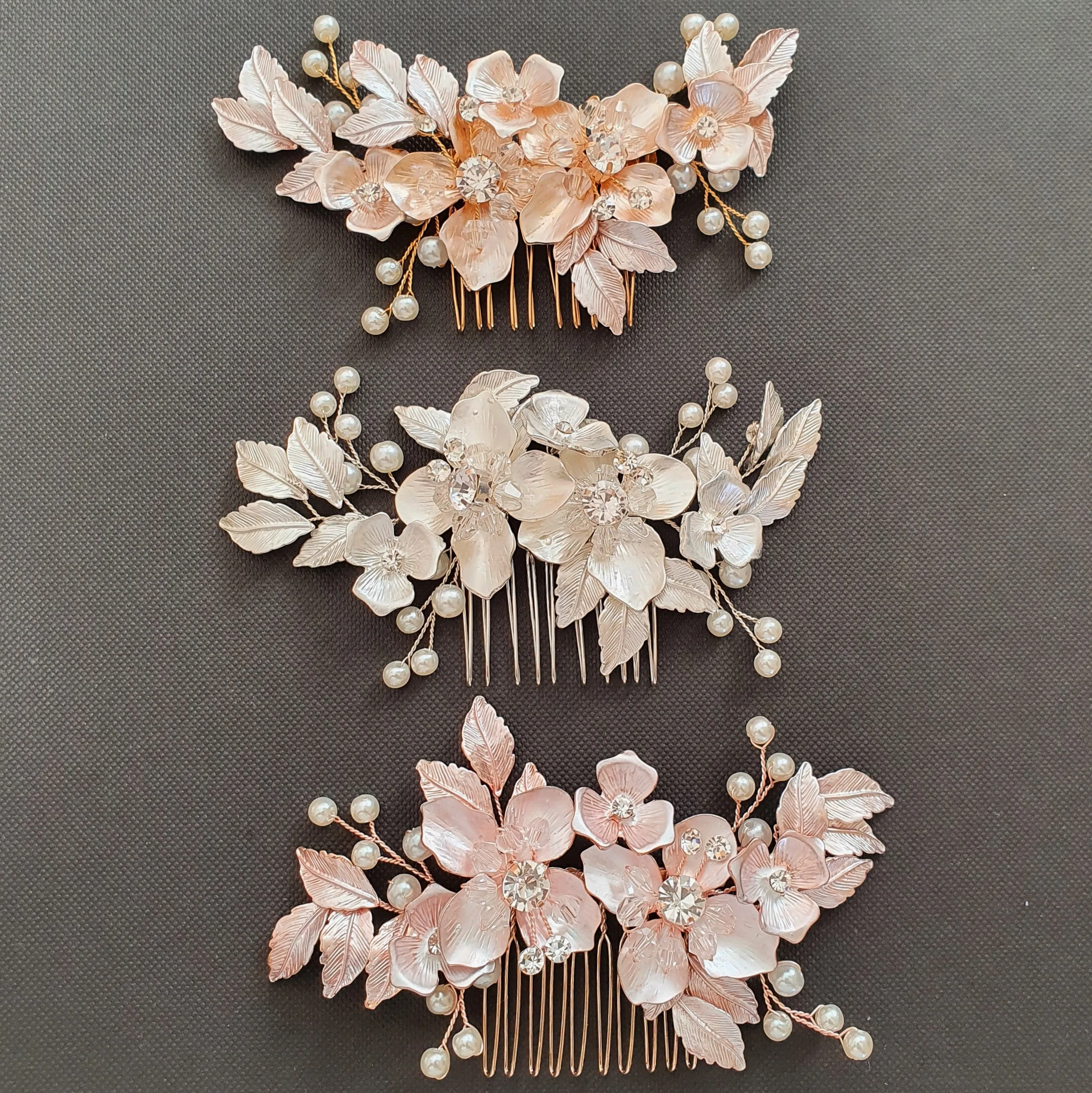 Silver Bridal Hair Comb- Azalea