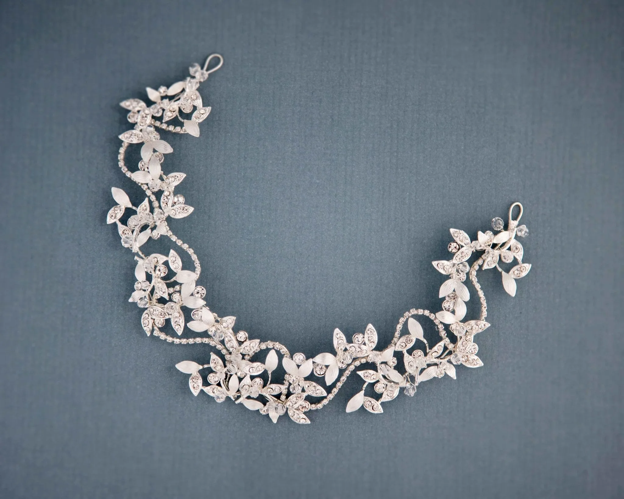 Silver Wedding Headpiece with Crystal Leaves