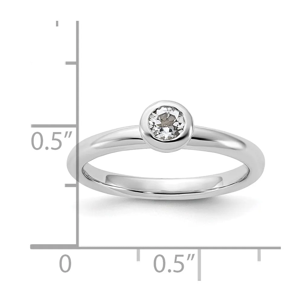 Stackable Expressions Low 4mm Round White Topaz Ring in Sterling Silver