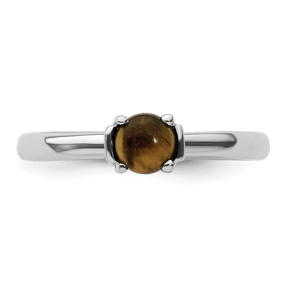 Stackable Expressions Tigers Eye Rhodium-Plated Ring in Sterling Silver