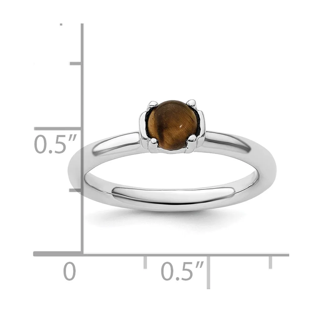 Stackable Expressions Tigers Eye Rhodium-Plated Ring in Sterling Silver