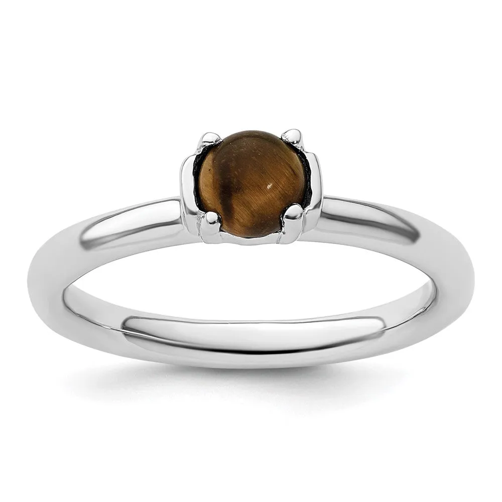 Stackable Expressions Tigers Eye Rhodium-Plated Ring in Sterling Silver