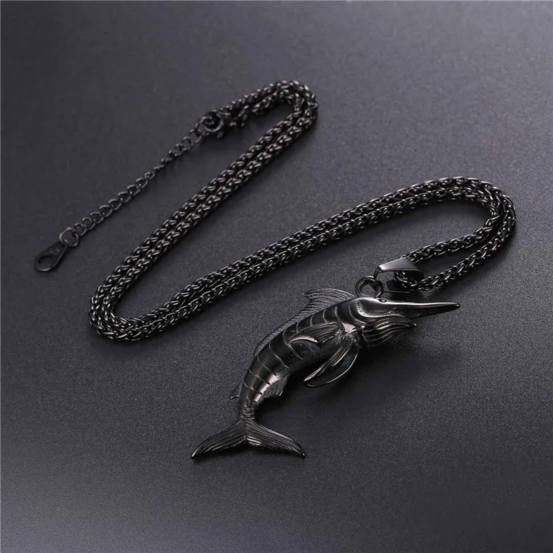 Stainless Steel Sailfish Swordfish Pendant Necklace