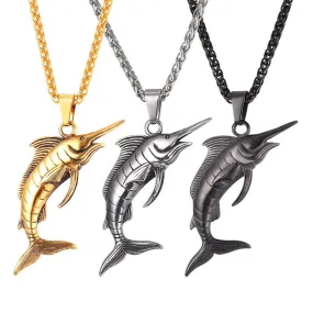 Stainless Steel Sailfish Swordfish Pendant Necklace