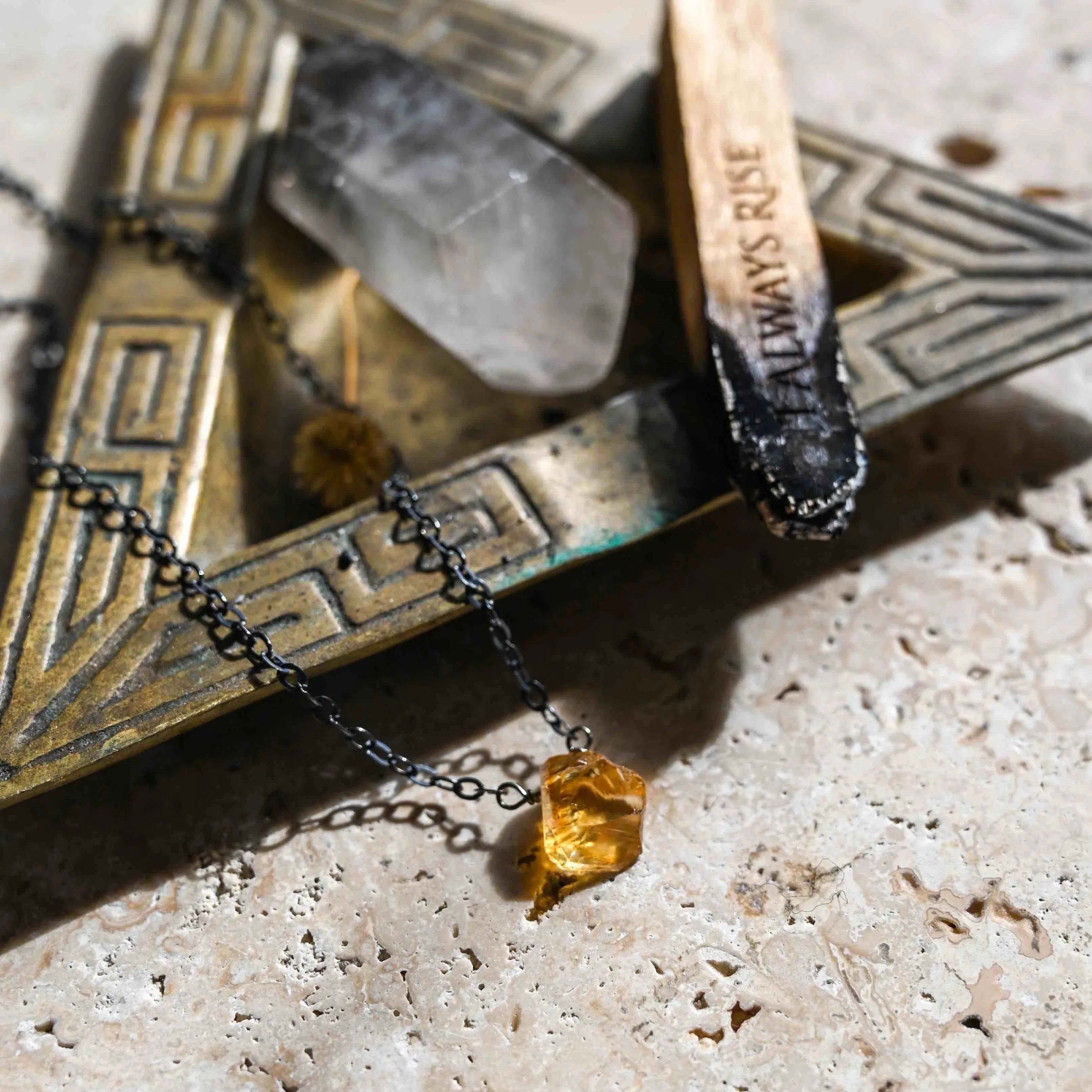 Sunshine After the Storm Citrine Silver Necklace