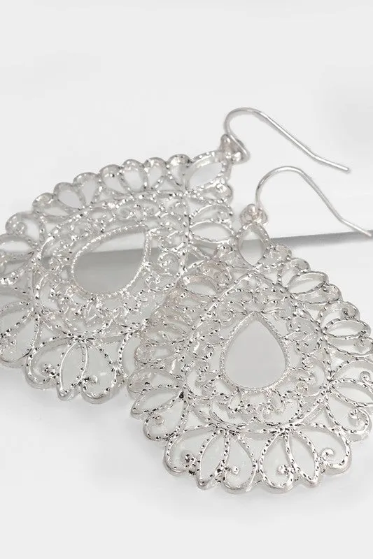 Tear Drop Filigree Earrings