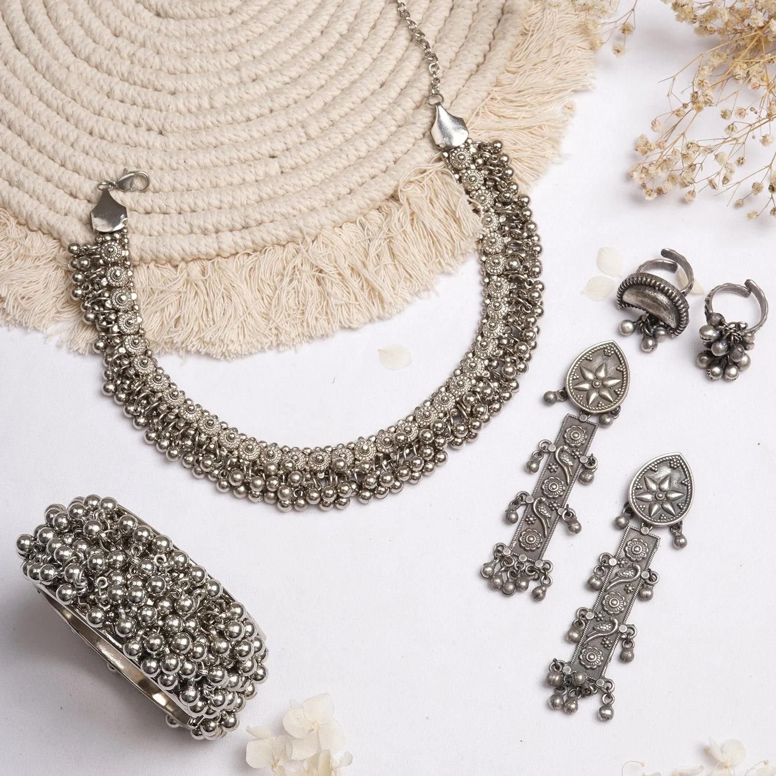 Teejh Vari Silver Oxidised Jewelry Gift Set