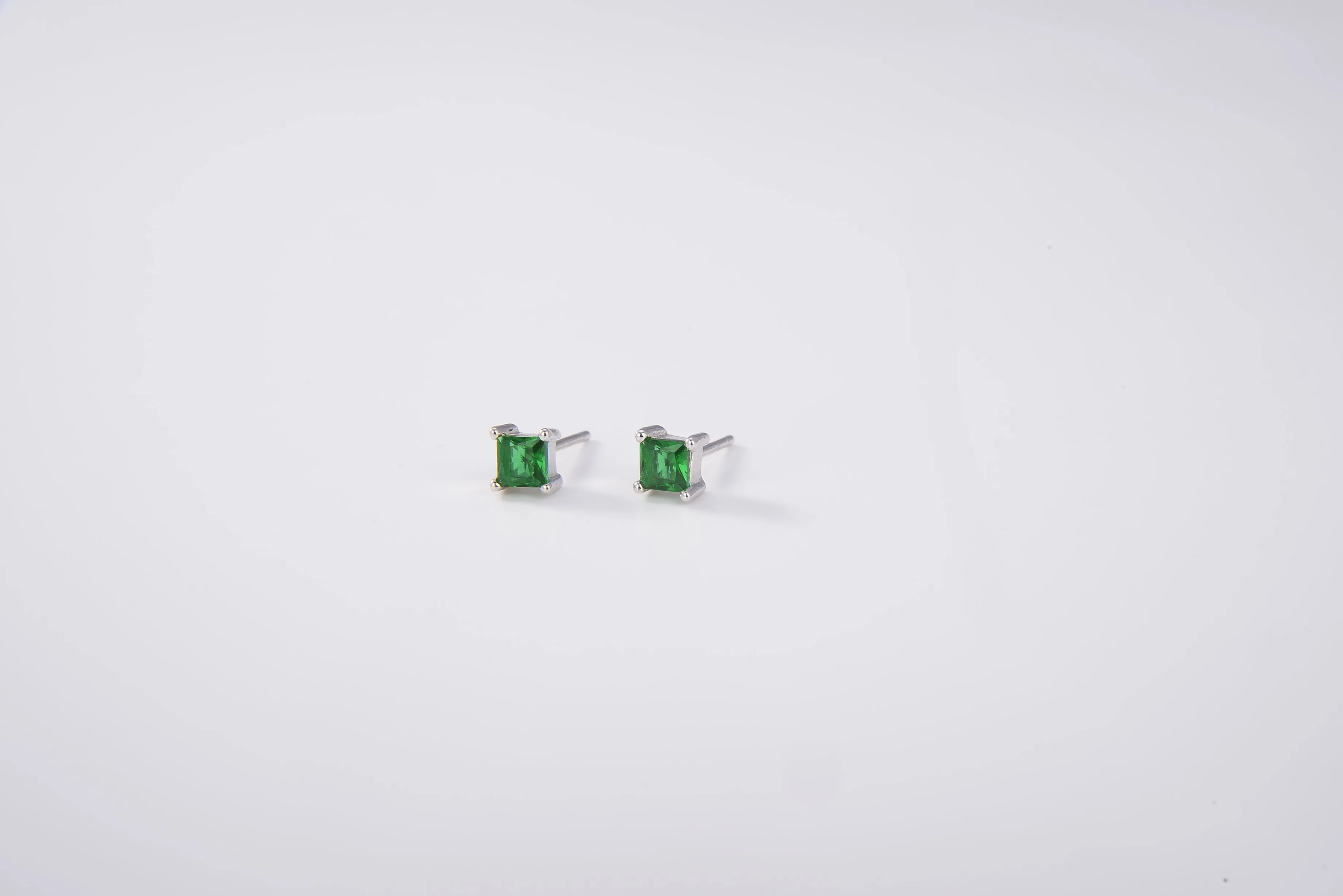 The Green Studs (Artificial Silver Plated)