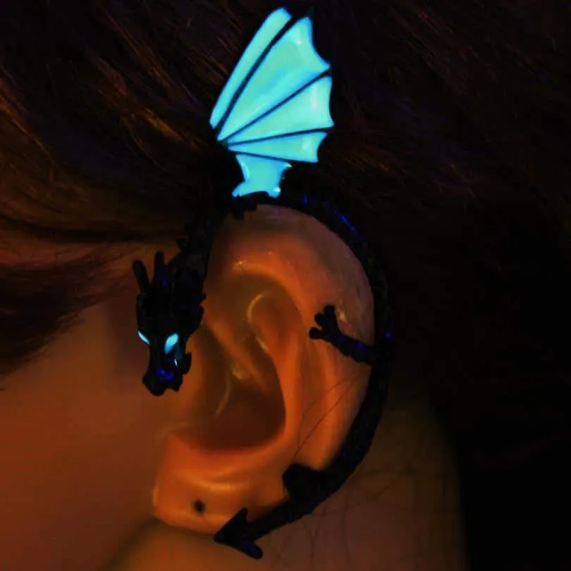 The Whispering Dragon Glow In The Dark Handcrafted Ear Cuff