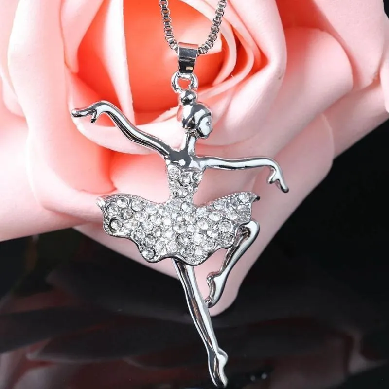 Tiny Dancer Silver with White Rhinestone Necklace