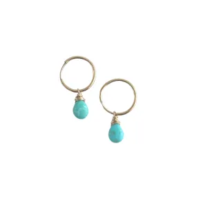 Turquoise Tear Drop Tube Hoops