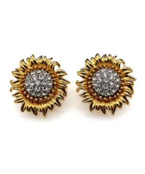 【USA輸入】ヴィンテージ JOAN RIVERS サンフラワー ビジュー イヤリング/Vintage JOAN RIVERS Sunflower Clip On Earrings