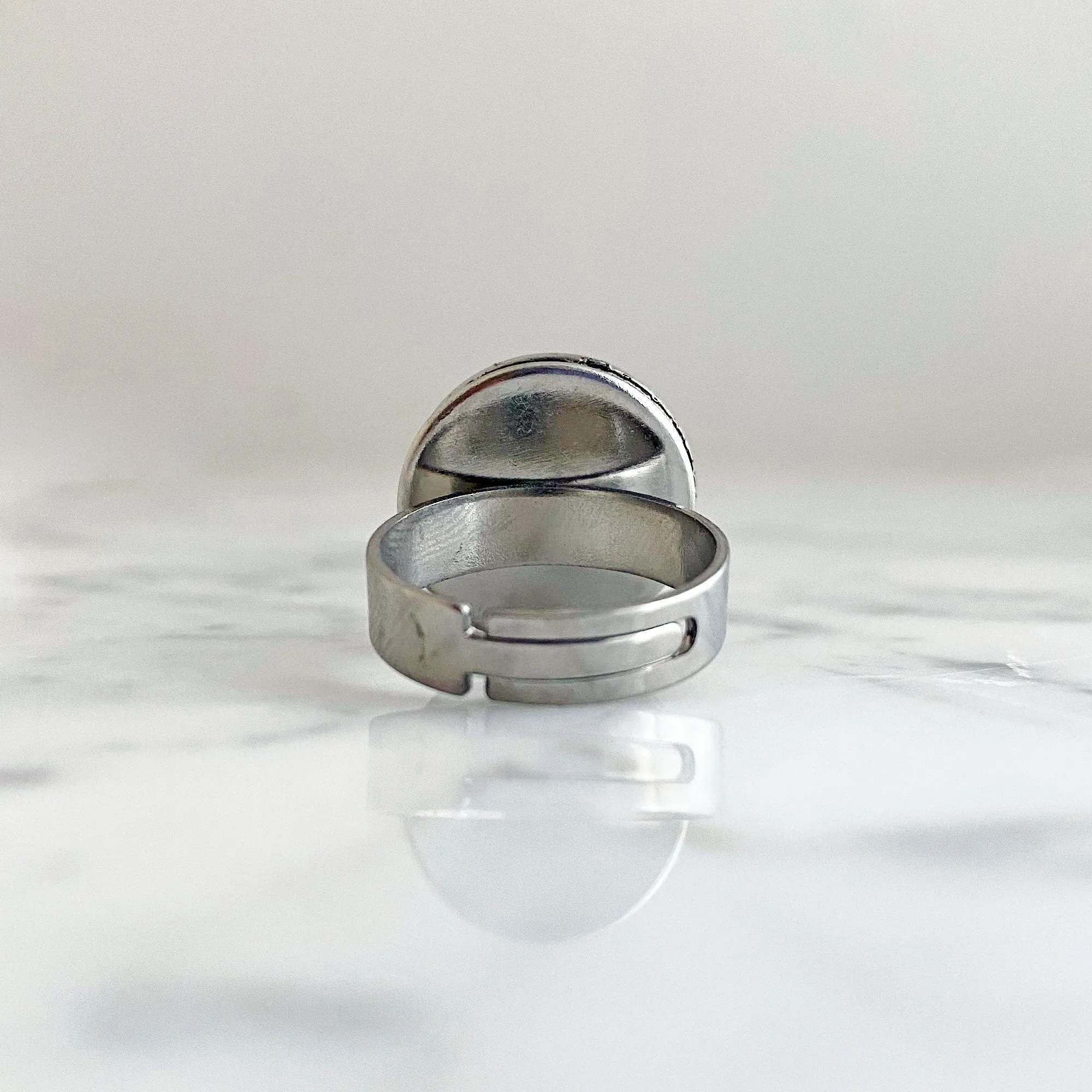 VERMONT vintage silver flower cocktail ring