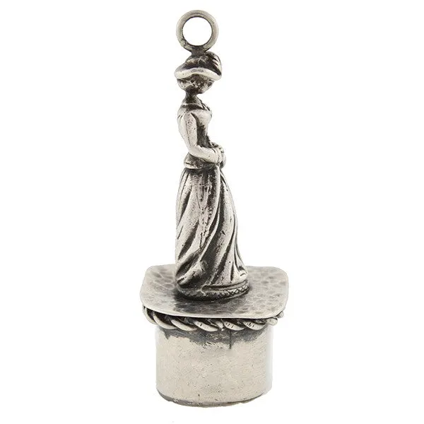 Victorian Sterling Figural Woman & Tassie Seal Fob