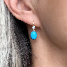 Victorian Turquoise & Diamond Drop Earrings