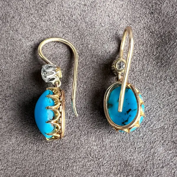 Victorian Turquoise & Diamond Drop Earrings