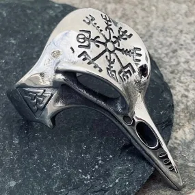 Viking Raven Skull W/ Compass Ring - R228