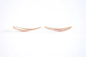 Wholesale Matte Pink Rose Gold Vermeil Ear Climber Earrings- 22k gold over Sterling Silver Ear Crawlers, Earring Findings, Curved Bar Earrings, 304