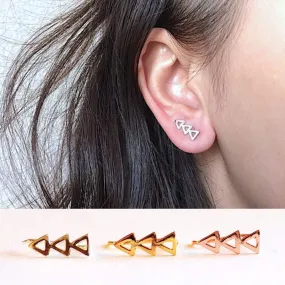 Wholesale Open Triangle Ear Crawler Earrings- Choose 925 Sterling Silver, Gold, Rose Gold, Triangle Ear Crawlers, Ear Climbers, Chevron, Ear Sweeps