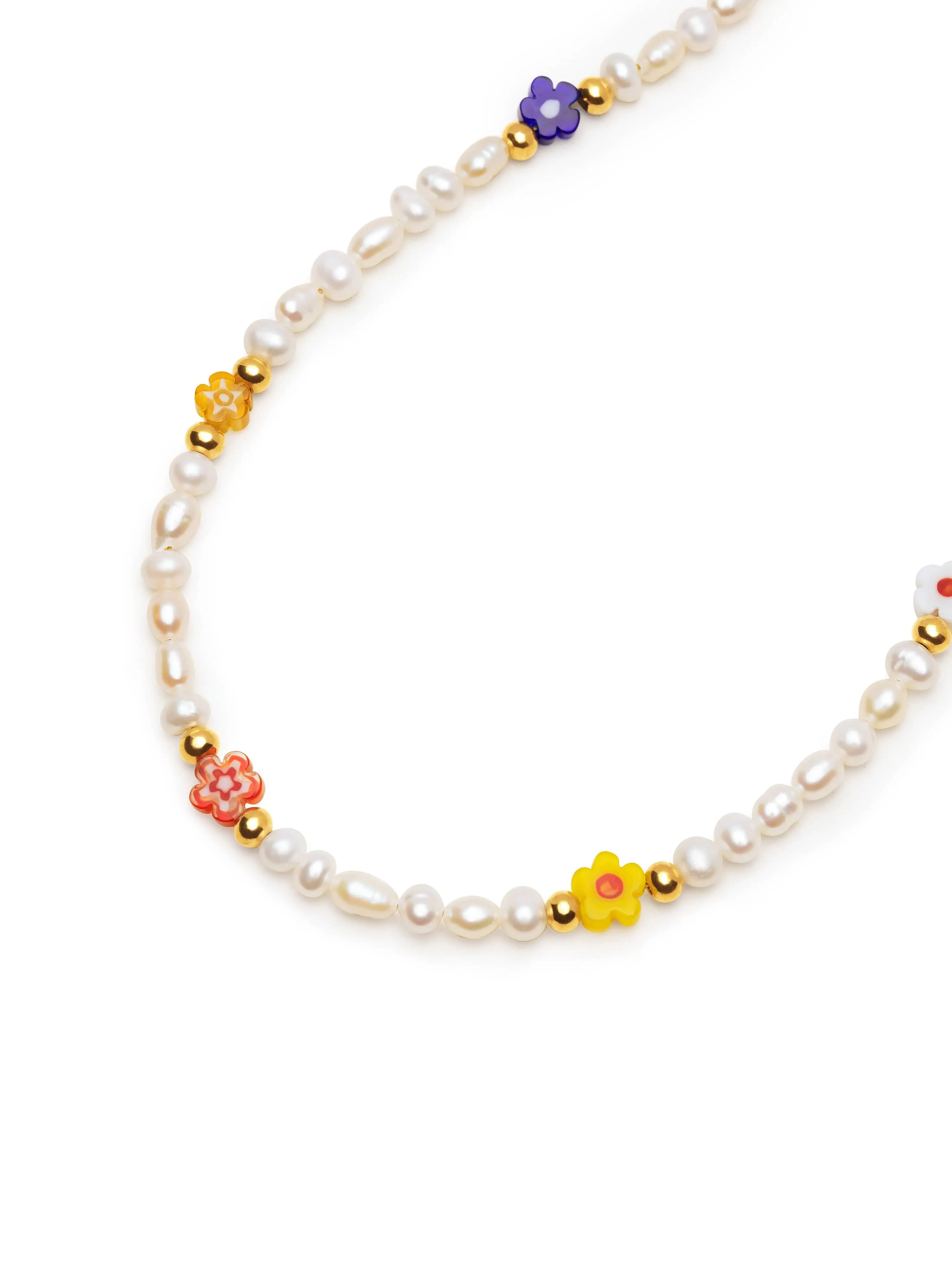 Women's Pearl Choker with Flower Beads